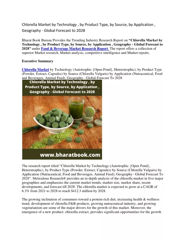 chlorella market by technology by product type