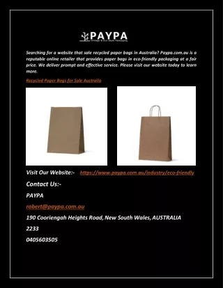 Recycled Paper Bags For Sale Australia | Paypa.com.au