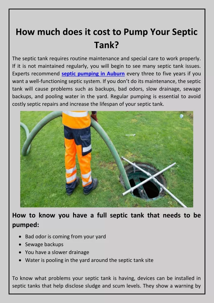 how much does it cost to pump your septic tank