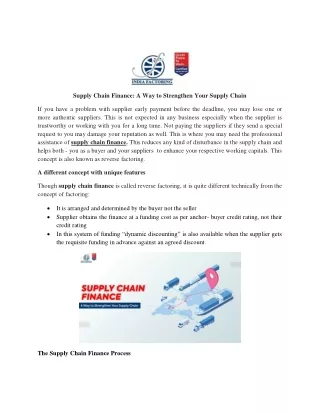 Supply Chain Finance A Way to Strengthen Your Supply Chain