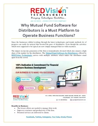 why mutual fund software for distributors