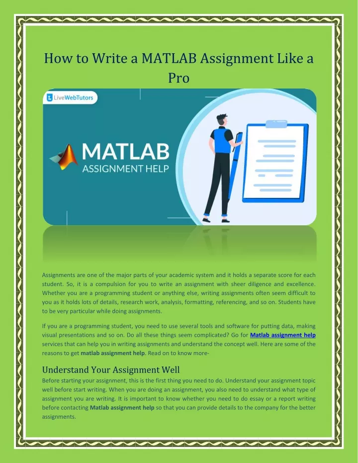 how to write a matlab assignment like a pro