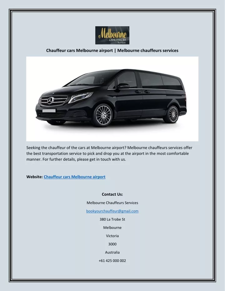 chauffeur cars melbourne airport melbourne