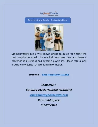 Best Hospital In Aundh | Sanjivanivitalife.in