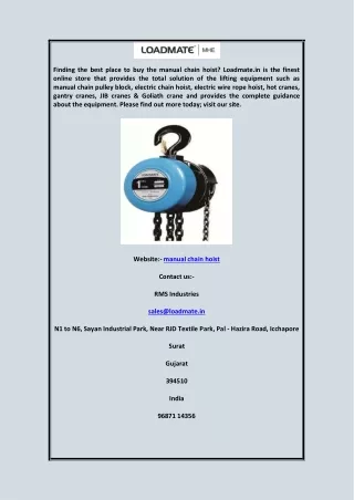 finding the best place to buy the manual chain
