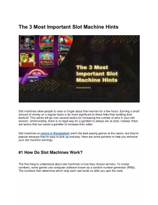 the 3 most important slot machine hints