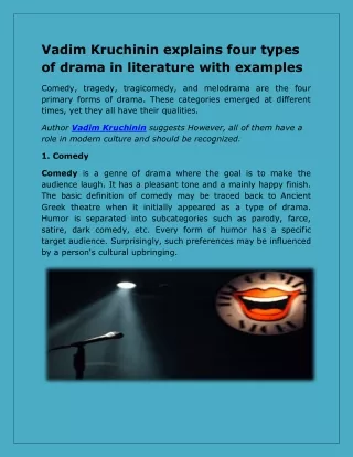 Vadim Kruchinin explains four types of drama in literature with examples