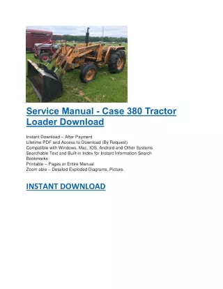 service manual case 380 tractor loader download