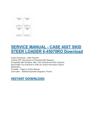 service manual case 40xt skid steer loader