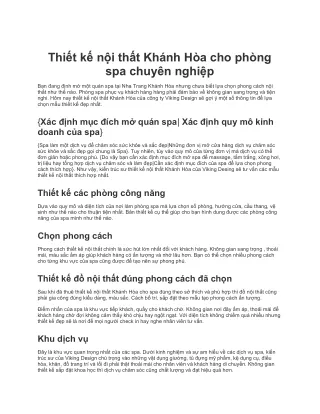 Thiết Kế nội thất Khánh Hòa cho phòng spa chuyên nghiệp
