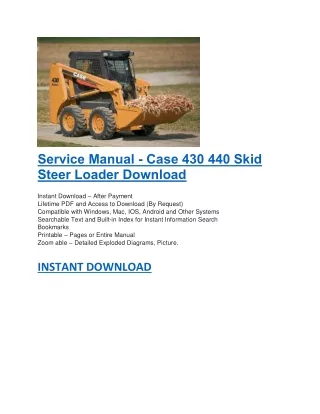 service manual case 430 440 skid steer loader