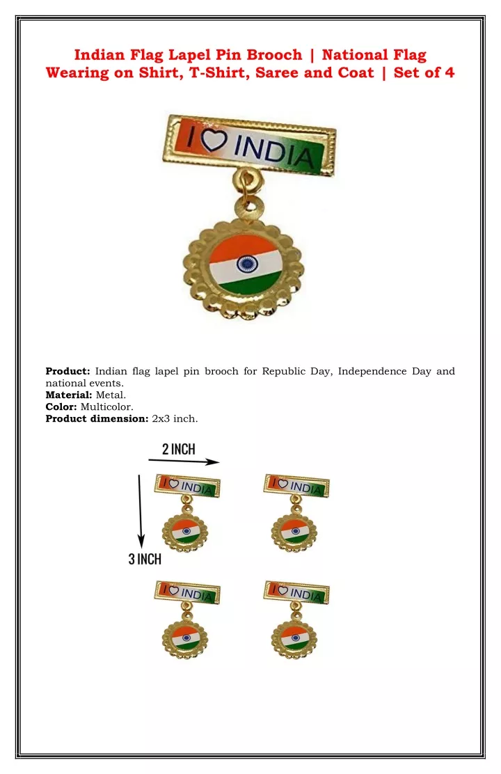 indian flag lapel pin brooch national flag