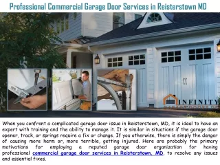 Professional Commercial Garage Door Services in Reisterstown MD