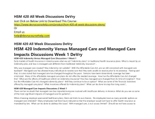 hsm 420 all week discussions devry just click