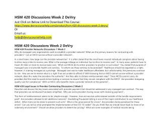 hsm 420 discussions week 2 devry just click