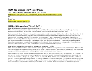 hsm 420 discussions week 3 devry just click