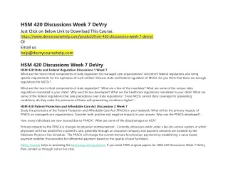 hsm 420 discussions week 7 devry just click