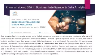 Know all about BBA in Business Intelligence & Data Analytics in collaboration with IBM