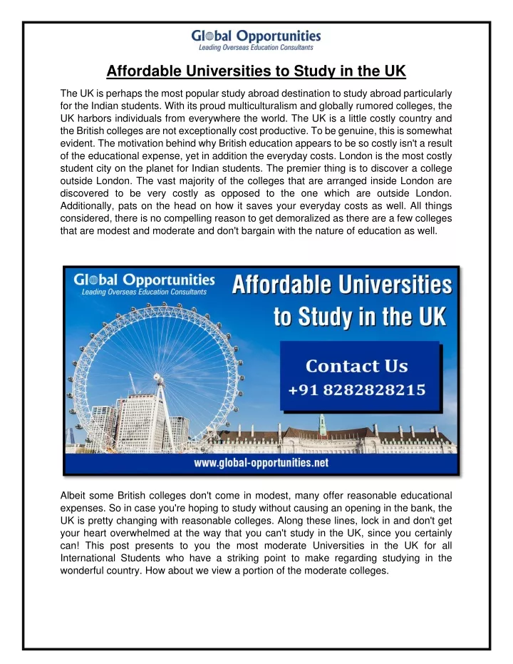 affordable universities to study in the uk
