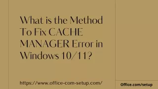what is the method to fix cache manager error
