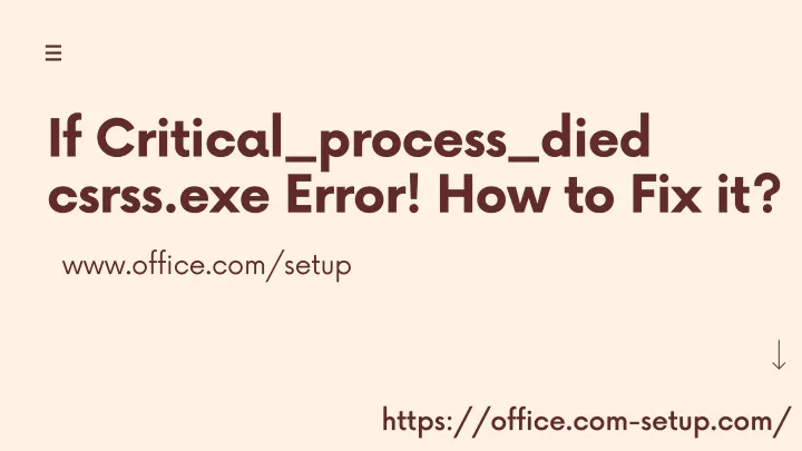 if critical process died csrss exe error