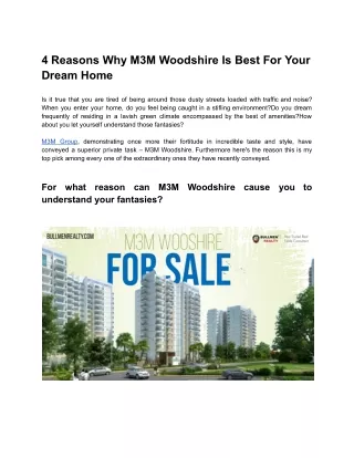 4 Reasons Why M3M Woodshire Is Best For Your Dream Home - Google Docs