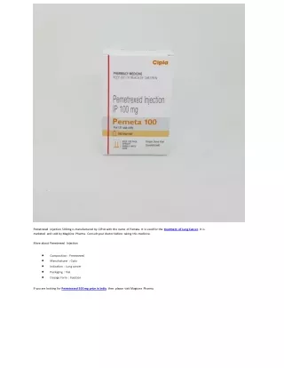 pemetrexed injection 500mg is manufactured