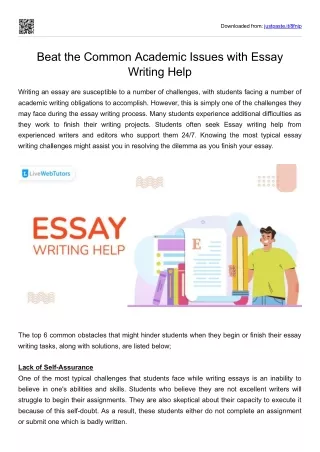 Beat the Common Academic Issues with Essay Writing Help