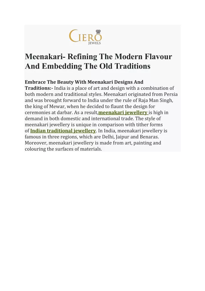 meenakari refining the modern flavour