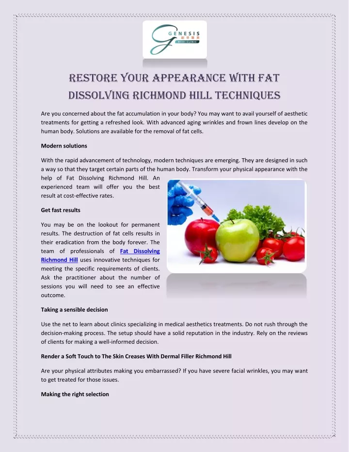 restore your appearance with fat dissolving