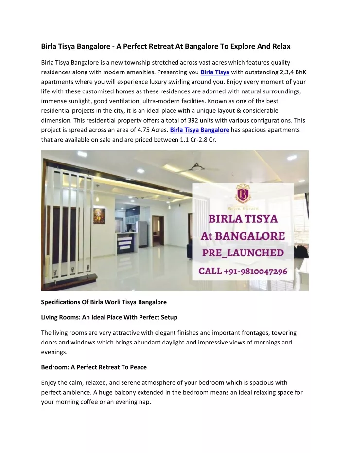 birla tisya bangalore a perfect retreat