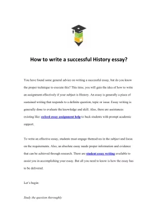 how to write a successful history essay