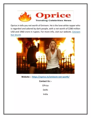 Eminem Net Worth  Oprice.in