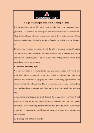 5 Tips to Manage Stress While Writing a Thesis