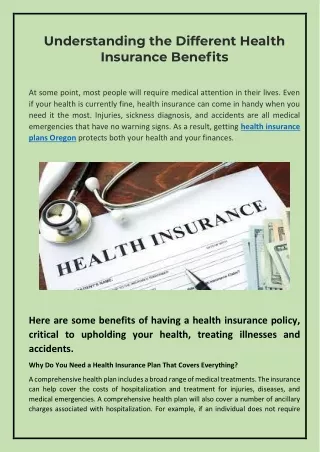 Understanding the Different Health Insurance Benefits