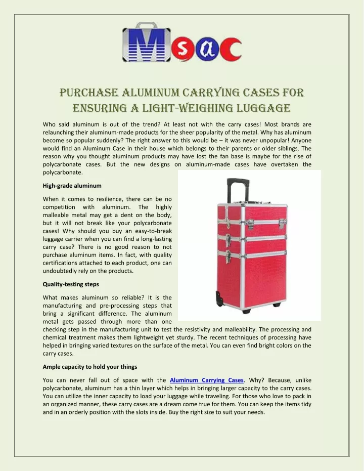 purchase aluminum carrying cases for ensuring