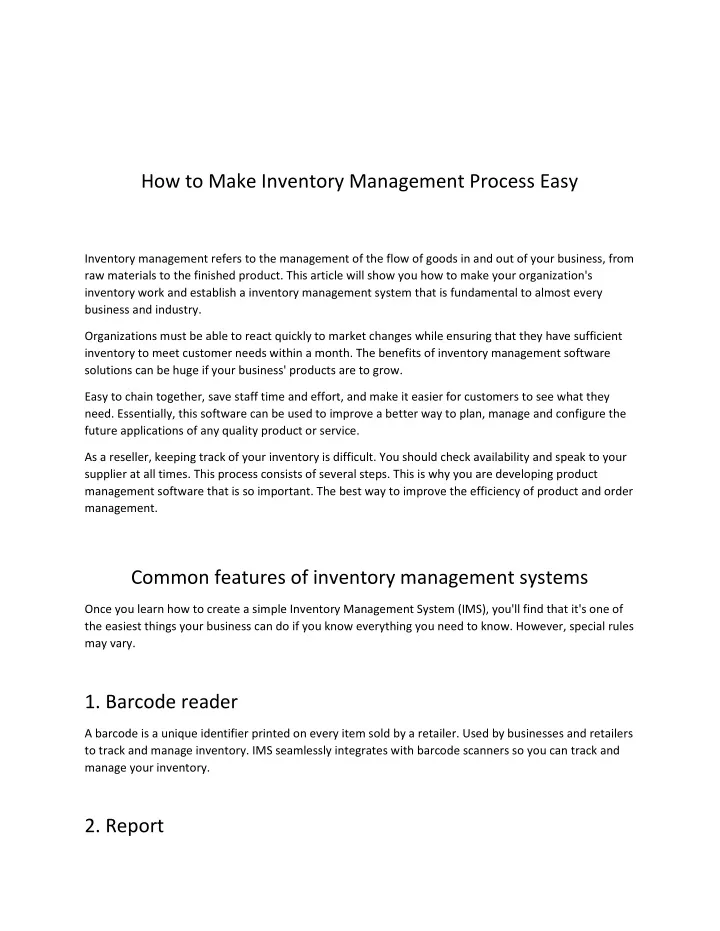 how to make inventory management process easy