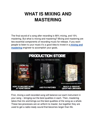 what is mixing and mastering