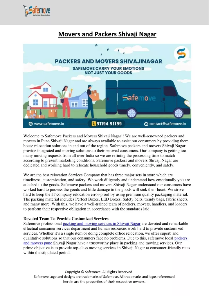 movers and packers shivaji nagar
