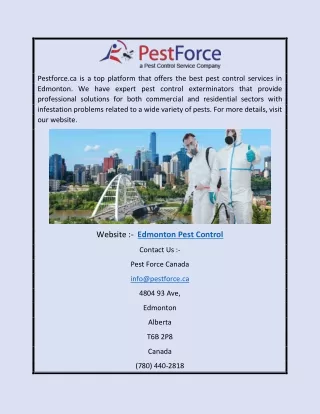 Edmonton Pest Control | Pestforce.ca