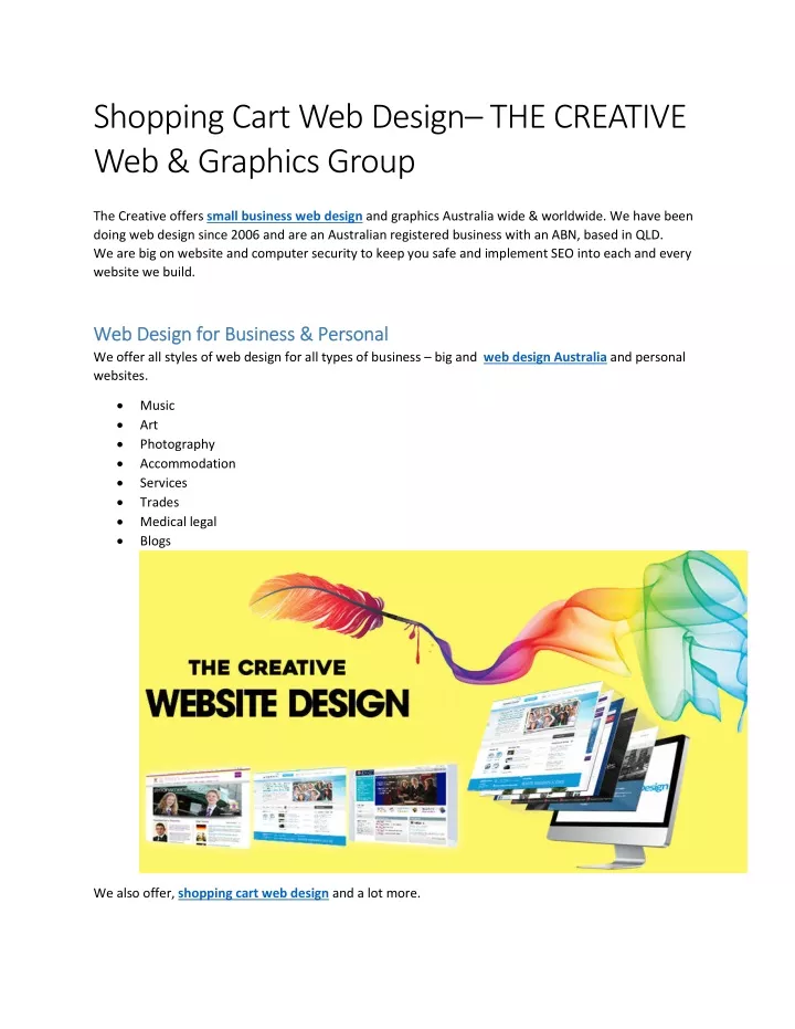 shopping cart web design the creative