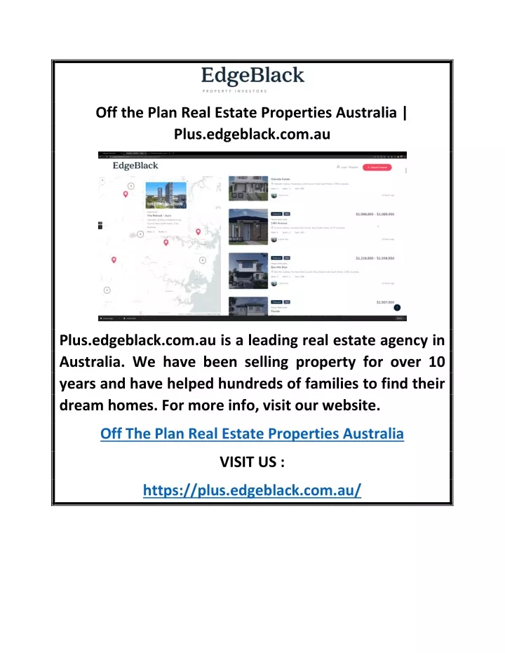 off the plan real estate properties australia