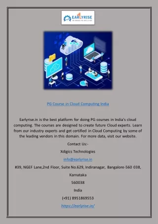 Pg Course in Cloud Computing India | Earlyrise.in