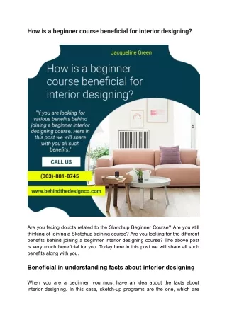 How is a beginner course beneficial for interior designing?