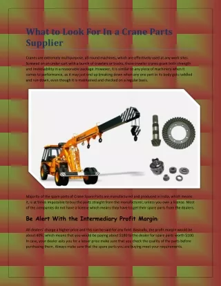 What To Look For In A Crane Parts Supplier