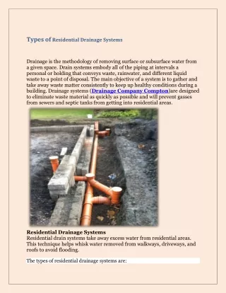types of residential drainage systems