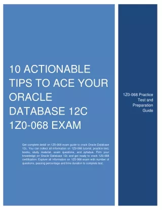 10 Actionable Tips to Ace Your Oracle Database 12c 1Z0-068 Exam
