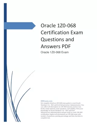 Oracle 1Z0-068 Certification Exam Questions and Answers PDF