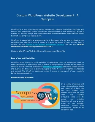 custom wordpress website development a synopsis