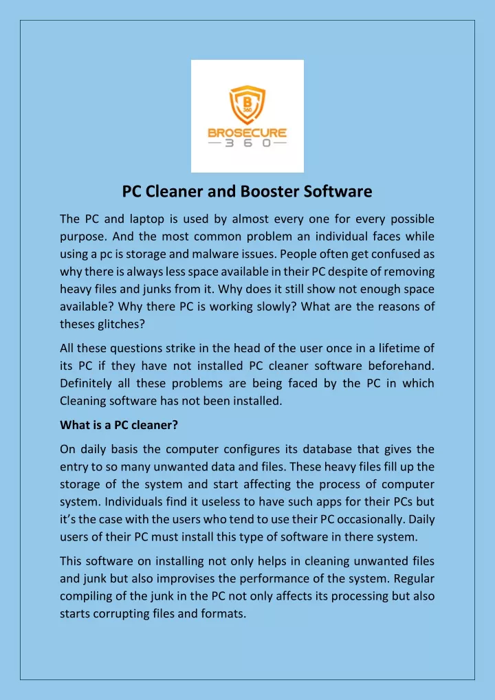 pc cleaner and booster software
